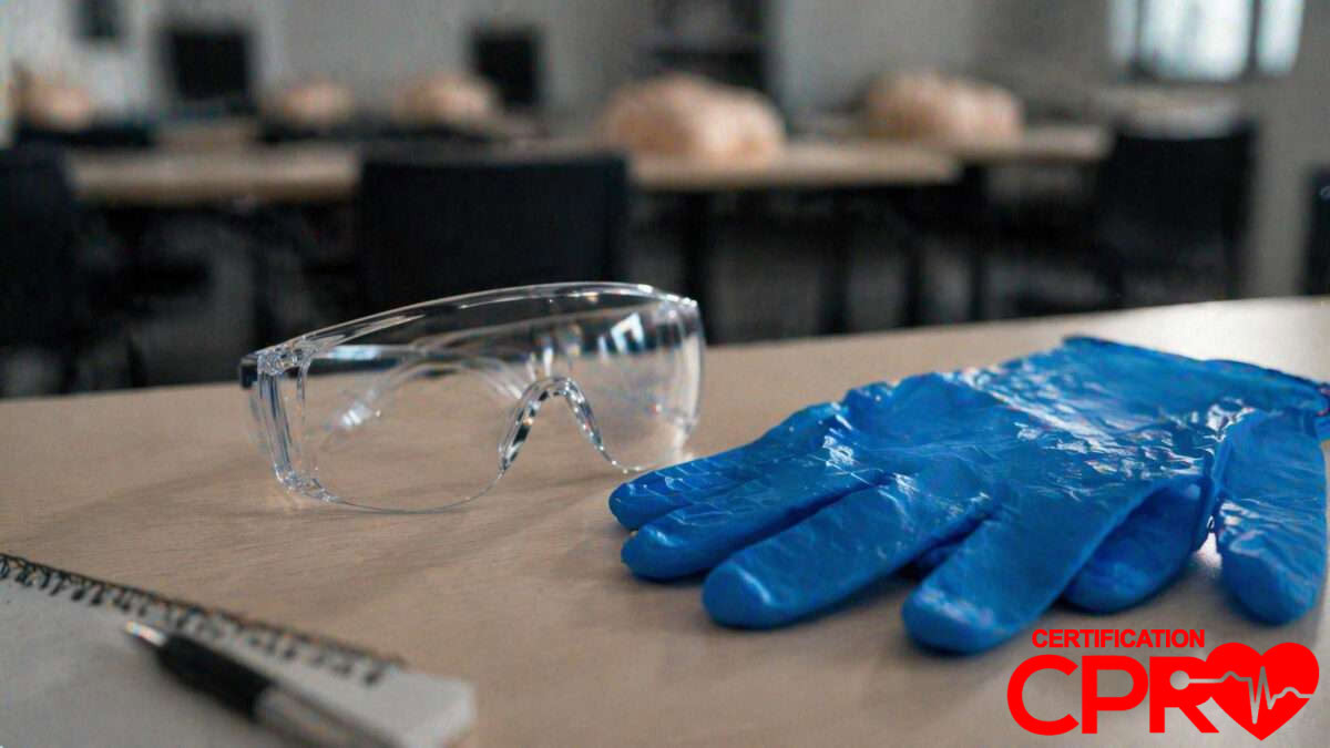 PPE gear for bloodborne pathogens training in CPR certification classes Boston.