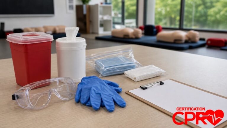 Bloodborne pathogens training supplies for CPR certification classes in Boston.