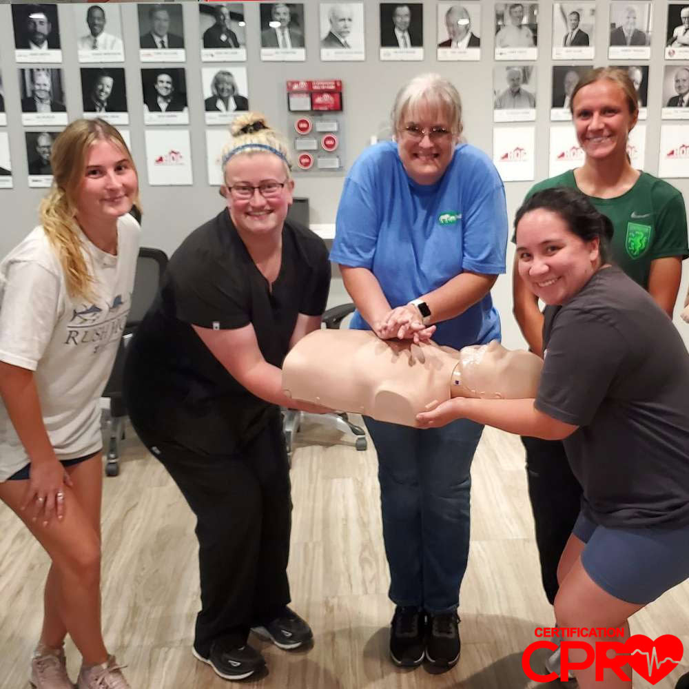 Group CPR training session in Boston with certification course.