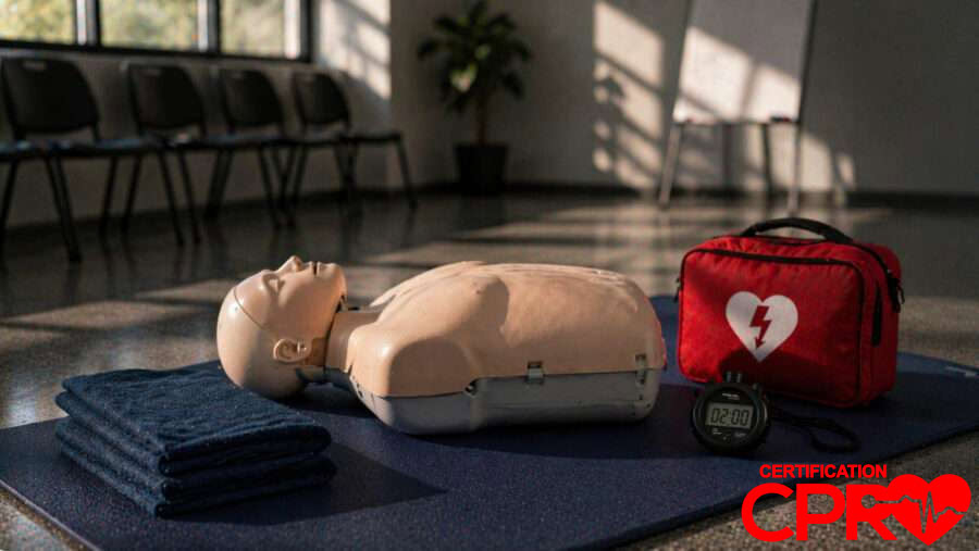 CPR training mannequin for certification in Boston.
